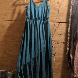 LOFT Jewel Tone Green Strappy Maxi Dress with Slit  Good Condition